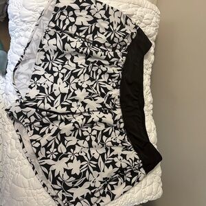 Lands' End Black and white print swim shirt with panty